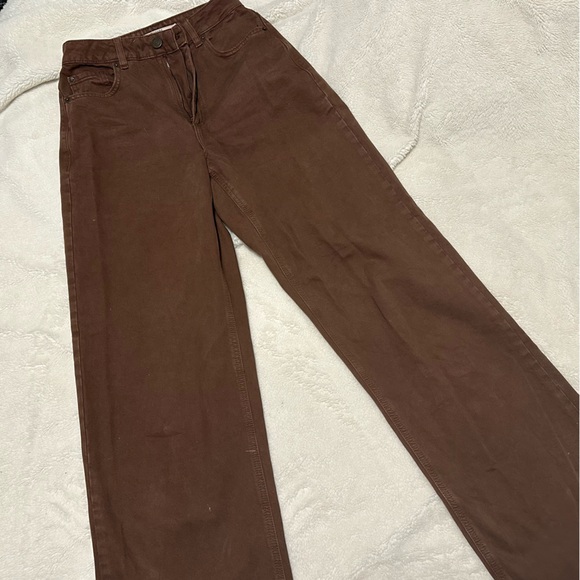GARAGE WIDE LEG JEANS BROWN DENIM - Picture 1 of 7